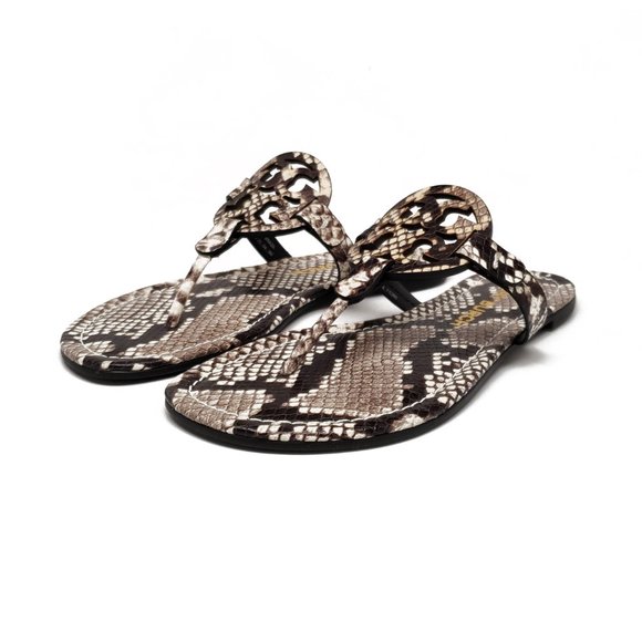 Tory Burch Embossed Leather Sandals in Warm Roccia - Picture 7 of 11